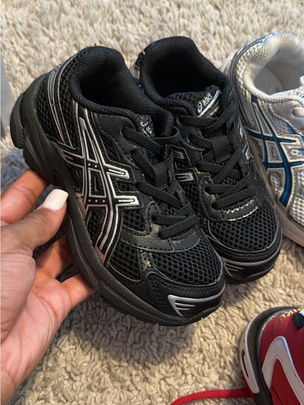 ASICS Kids Black and Silver Athletic Sneakers